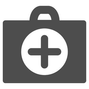 First Aid glyph icon. Style is flat symbol, gray color, rounded angles, white background.