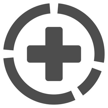 Health Care Diagram glyph icon. Style is flat symbol, gray color, rounded angles, white background.