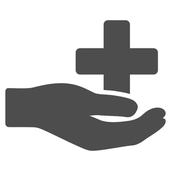 Health Care Donation glyph icon. Style is flat symbol, gray color, rounded angles, white background.