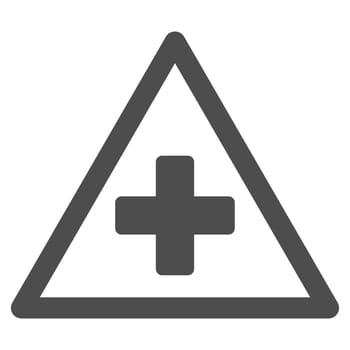 Health Warning glyph icon. Style is flat symbol, gray color, rounded angles, white background.
