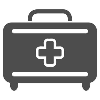 Medical Baggage glyph icon. Style is flat symbol, gray color, rounded angles, white background.