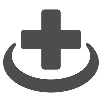Medical Community glyph icon. Style is flat symbol, gray color, rounded angles, white background.