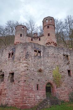 Fortress named Bergfeste Dilsberg - ruin on a hilltop overlooking the Neckar valley - panorama shot