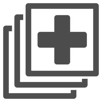 Medical Docs glyph icon. Style is flat symbol, gray color, rounded angles, white background.