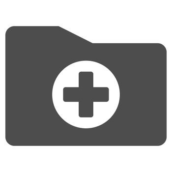 Medical Folder glyph icon. Style is flat symbol, gray color, rounded angles, white background.