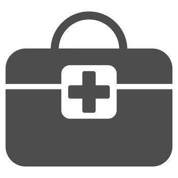 Medical Kit glyph icon. Style is flat symbol, gray color, rounded angles, white background.