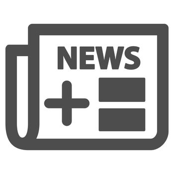 Medical Newspaper glyph icon. Style is flat symbol, gray color, rounded angles, white background.