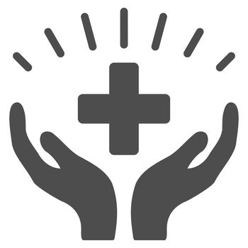 Medical Prosperity glyph icon. Style is flat symbol, gray color, rounded angles, white background.