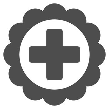 Medical Sticker glyph icon. Style is flat symbol, gray color, rounded angles, white background.