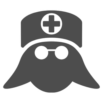 Nurse Head glyph icon. Style is flat symbol, gray color, rounded angles, white background.