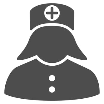 Nurse glyph icon. Style is flat symbol, gray color, rounded angles, white background.