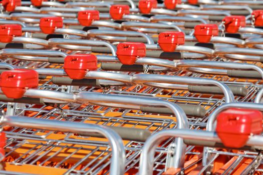 rows of shopping carts