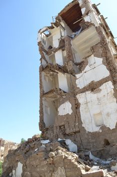 YEMEN, Sanaa: Destroyed or heavily damaged buildings are pictured in the al-Qassemi area of Sanaa Old City on September 29, 2015, months after a devastating wave of Saudi-led air strikes on Shia minority groups in Yemen.
