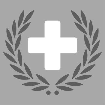Medical Glory glyph icon. Style is bicolor flat symbol, dark gray and white colors, rounded angles, silver background.