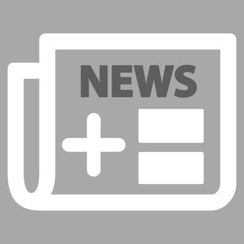 Medical Newspaper glyph icon. Style is bicolor flat symbol, dark gray and white colors, rounded angles, silver background.