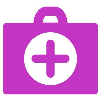 First Aid glyph icon. Style is flat symbol, violet color, rounded angles, white background.