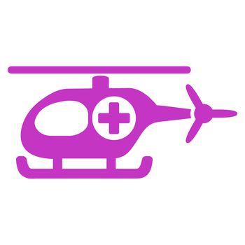Medical Helicopter glyph icon. Style is flat symbol, violet color, rounded angles, white background.