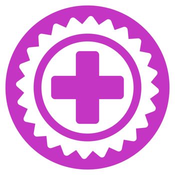 Medical Stamp glyph icon. Style is flat symbol, violet color, rounded angles, white background.