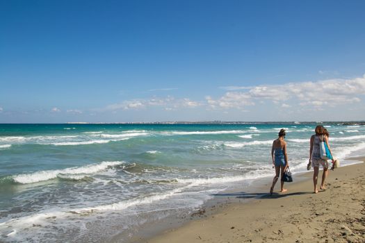 walking on the beach