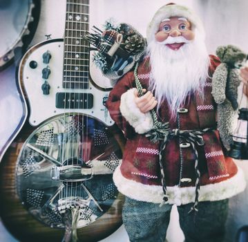 Santa Claus and vintage guitar