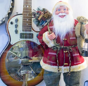 Santa Claus and vintage guitar