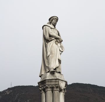 marble statue dedicated to Walther von der Vogelweide in Bolzano (Italy)