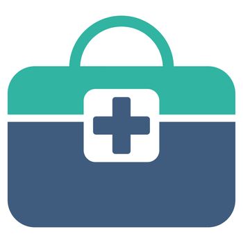 Medical Kit raster icon. Style is bicolor flat symbol, cobalt and cyan colors, rounded angles, white background.