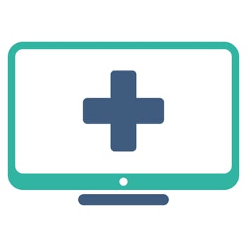 Medical Monitor raster icon. Style is bicolor flat symbol, cobalt and cyan colors, rounded angles, white background.