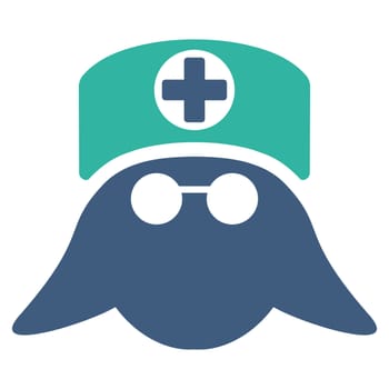 Nurse Head raster icon. Style is bicolor flat symbol, cobalt and cyan colors, rounded angles, white background.