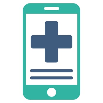 Online Medical Data raster icon. Style is bicolor flat symbol, cobalt and cyan colors, rounded angles, white background.