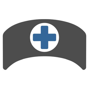 Doctor Cap raster icon. Style is bicolor flat symbol, cobalt and gray colors, rounded angles, white background.