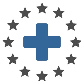 Euro Medicine raster icon. Style is bicolor flat symbol, cobalt and gray colors, rounded angles, white background.