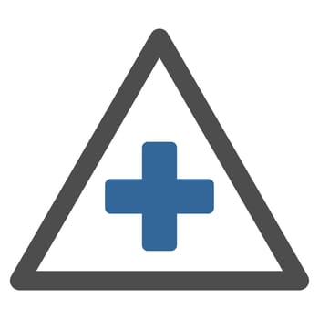 Health Warning raster icon. Style is bicolor flat symbol, cobalt and gray colors, rounded angles, white background.