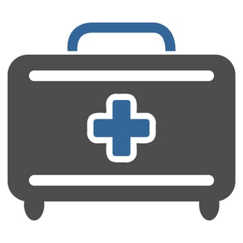 Medical Baggage raster icon. Style is bicolor flat symbol, cobalt and gray colors, rounded angles, white background.