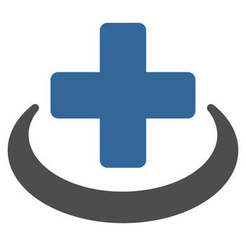 Medical Community raster icon. Style is bicolor flat symbol, cobalt and gray colors, rounded angles, white background.