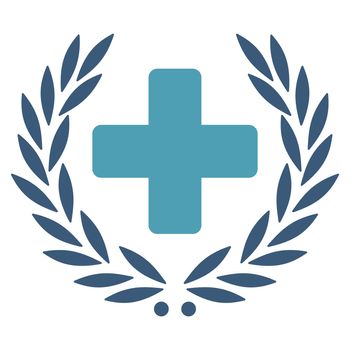 Medical Glory raster icon. Style is bicolor flat symbol, cyan and blue colors, rounded angles, white background.