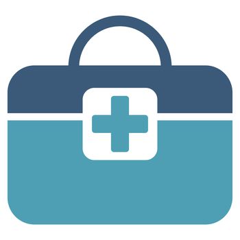 Medical Kit raster icon. Style is bicolor flat symbol, cyan and blue colors, rounded angles, white background.