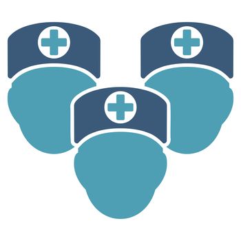 Medical Staff raster icon. Style is bicolor flat symbol, cyan and blue colors, rounded angles, white background.