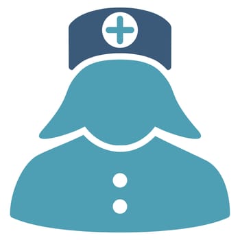 Nurse raster icon. Style is bicolor flat symbol, cyan and blue colors, rounded angles, white background.