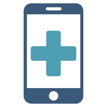 Online Help raster icon. Style is bicolor flat symbol, cyan and blue colors, rounded angles, white background.