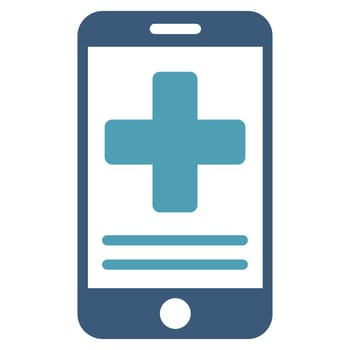 Online Medical Data raster icon. Style is bicolor flat symbol, cyan and blue colors, rounded angles, white background.