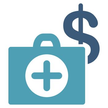 Payment Healthcare raster icon. Style is bicolor flat symbol, cyan and blue colors, rounded angles, white background.