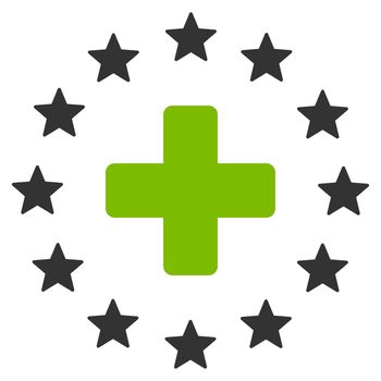 Euro Medicine raster icon. Style is bicolor flat symbol, eco green and gray colors, rounded angles, white background.