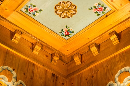 carved painted wooden ceiling