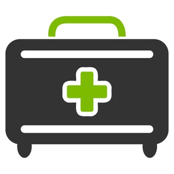 Medical Baggage raster icon. Style is bicolor flat symbol, eco green and gray colors, rounded angles, white background.