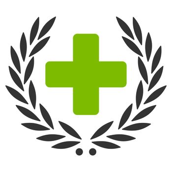 Medical Glory raster icon. Style is bicolor flat symbol, eco green and gray colors, rounded angles, white background.