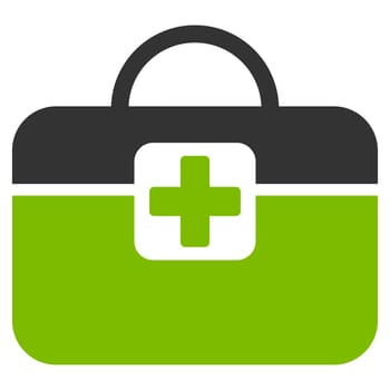 Medical Kit raster icon. Style is bicolor flat symbol, eco green and gray colors, rounded angles, white background.