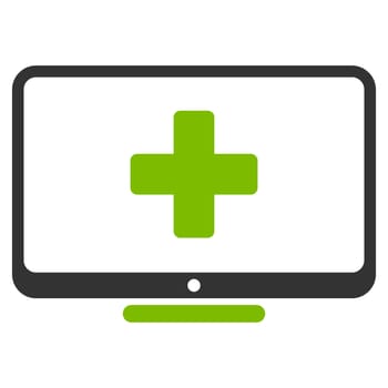 Medical Monitor raster icon. Style is bicolor flat symbol, eco green and gray colors, rounded angles, white background.