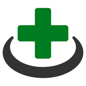 Medical Community raster icon. Style is bicolor flat symbol, green and gray colors, rounded angles, white background.