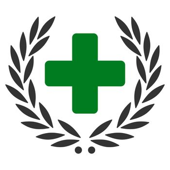 Medical Glory raster icon. Style is bicolor flat symbol, green and gray colors, rounded angles, white background.